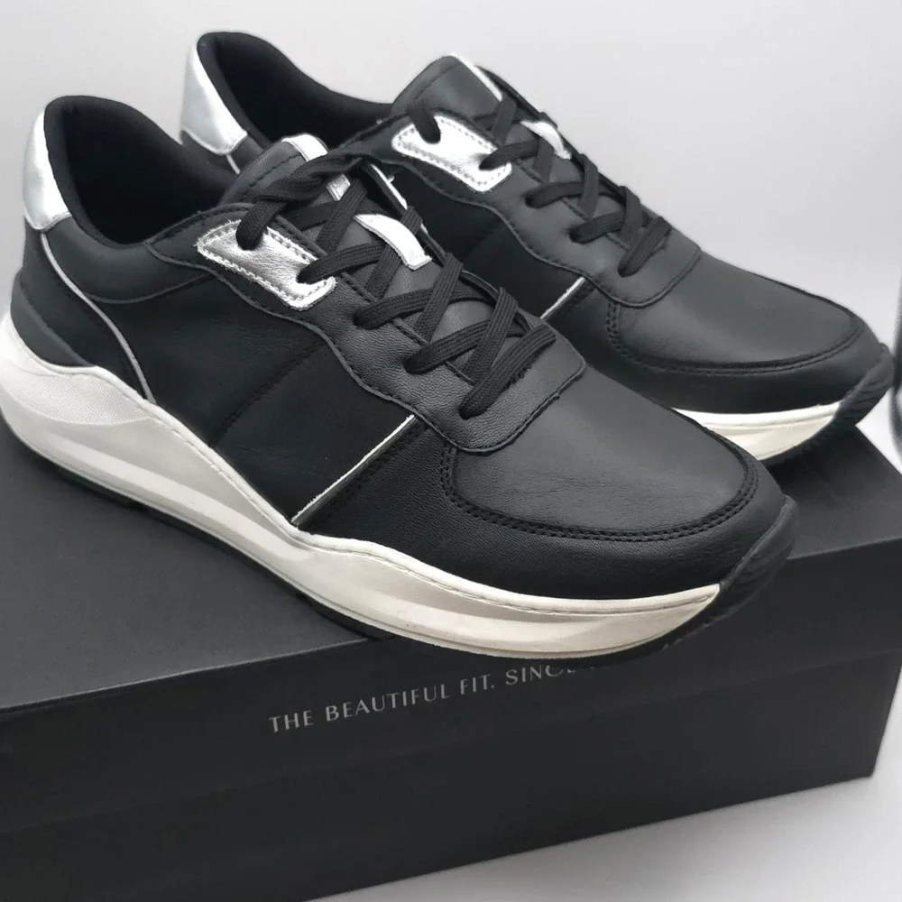 NATURALIZER New Blossom Black LEATHER Sneakers Men's 12M Comfort‎ Casual Shoes